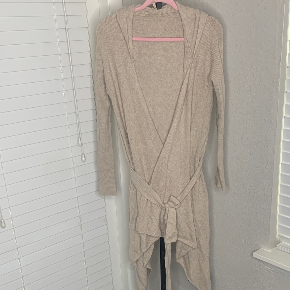 Free People Cream wool blend Knit hooded sweater Cardigan medium